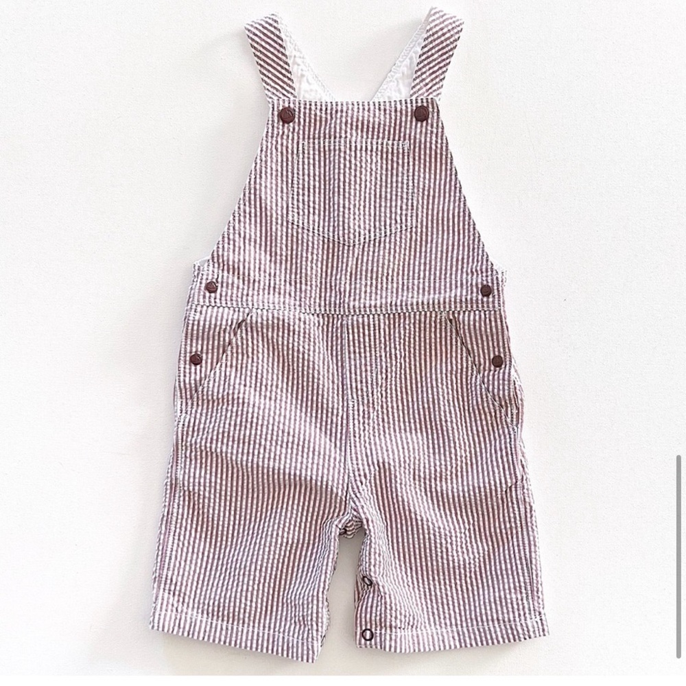 Petit Bateau Striped Seer Sucker Short Overalls Playsuit 6 Months 6M